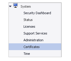 Menu System - Certificates de Sonicwall